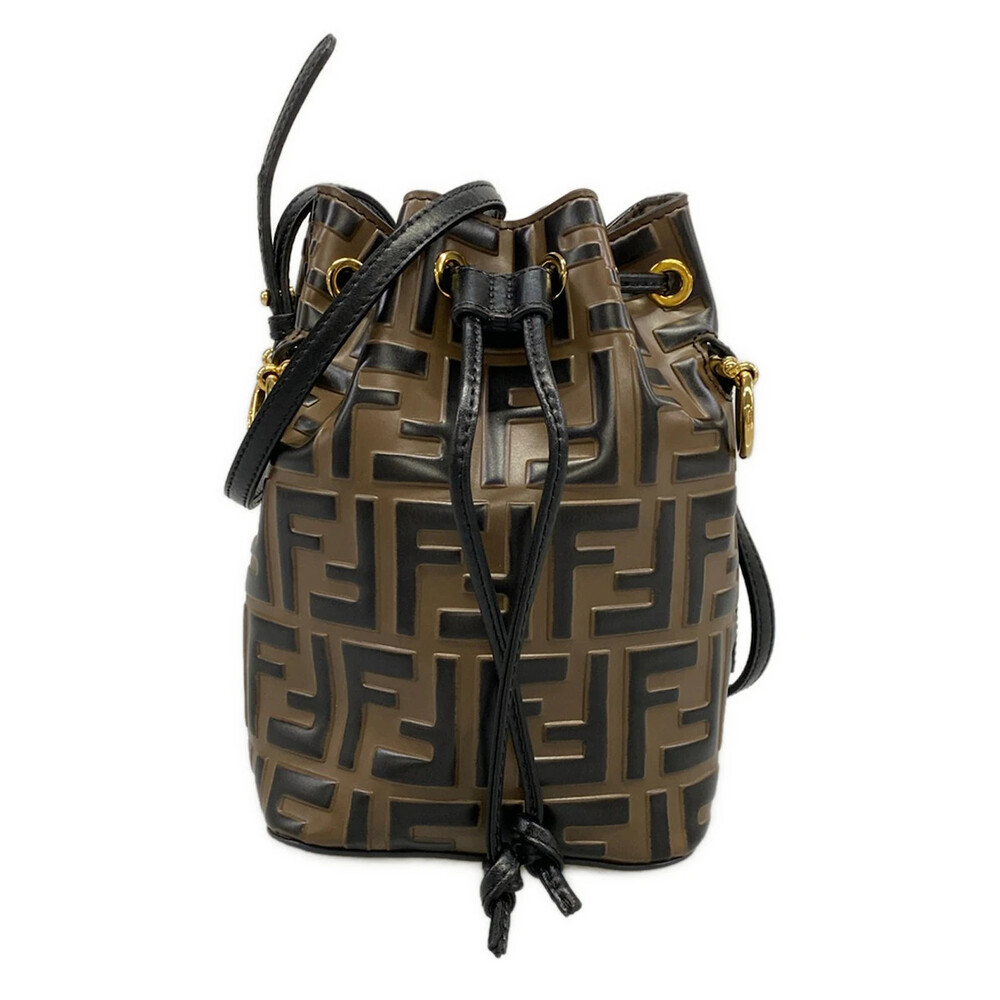 Fendi Brown Black Leather Shoulder Bag #373881F13B
